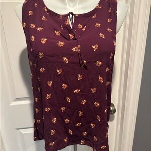 Eddie Bauer Red‎ Sleeveless Tie Front Blouse